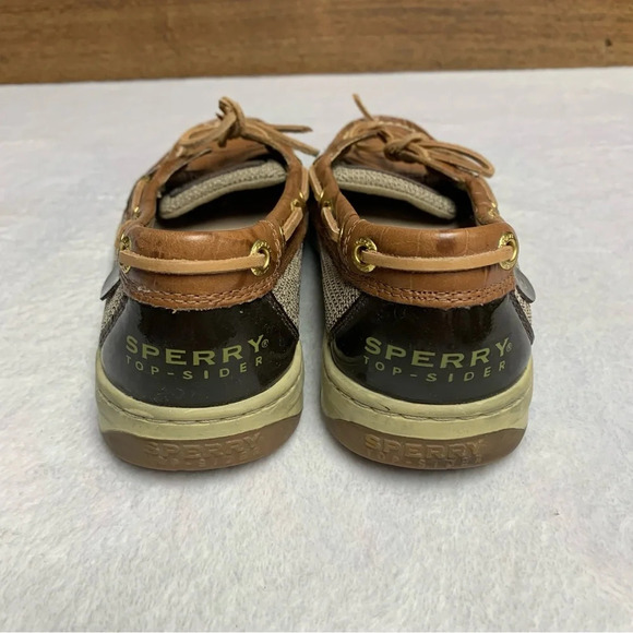 Sperry Topsiders size 6.5M brown/cream leather ties some cracking on the sides - Picture 8 of 10